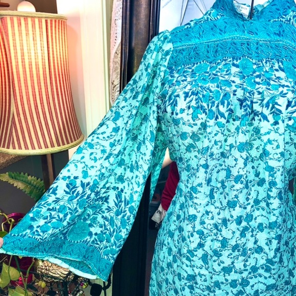 1960s/1970s RARE Raksha Hindimp London Saks Fifth Avenue 100% silk caftan - Picture 4 of 15